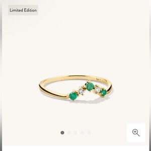 Mejuri Emerald and Diamond Wishbone Ring